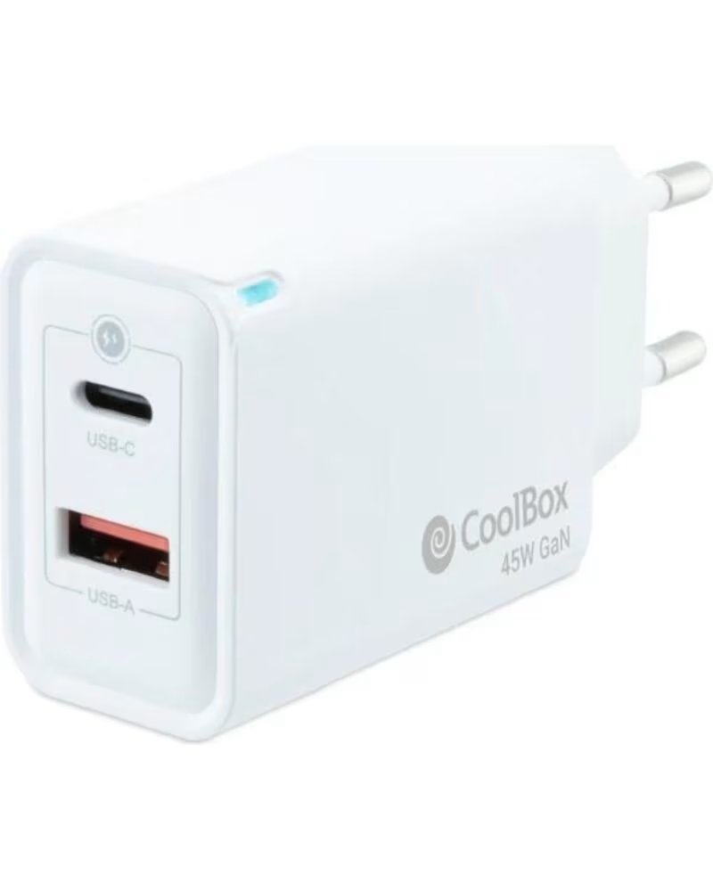 COOLBOX Cargador Pared GAN 45W USB-C-USB-A