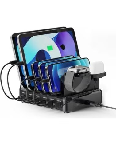 EWENT estacion de carga 6 USB 130w Reloj-Auric