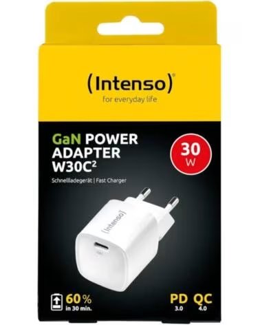 INTENSO Cargador de pared w30c² gan 30w usb tipo c negro