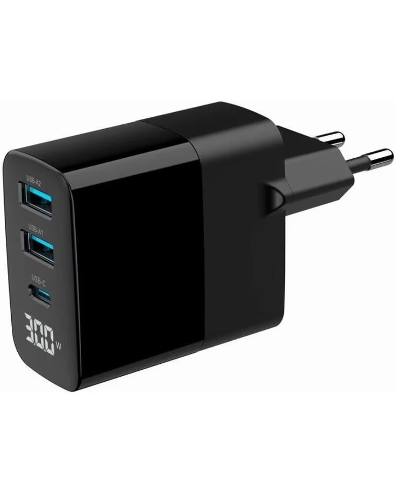 GEMBIRD Cargador rapido3 USB GaN 30 W LCD