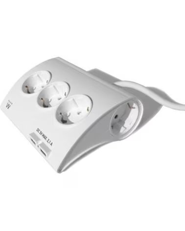 EWENT Regleta de escritorio 5 tomas de corriente - 2 puertos usb - blanco