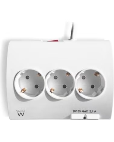 EWENT Regleta de escritorio 5 tomas de corriente - 2 puertos usb - blanco