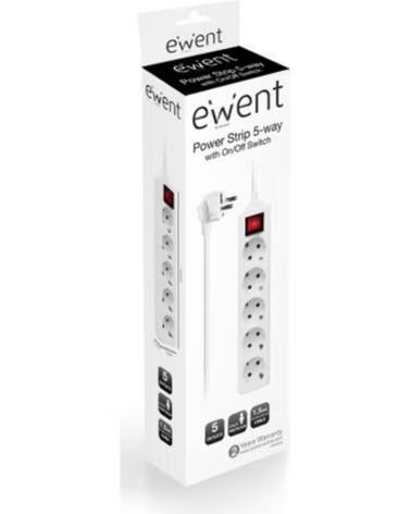 EWENT Regleta 5 tomas shucko 16a interruptor