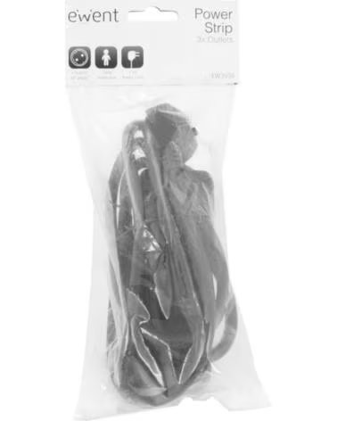 EWENT Ew3959 Regleta 3 tomas Negro