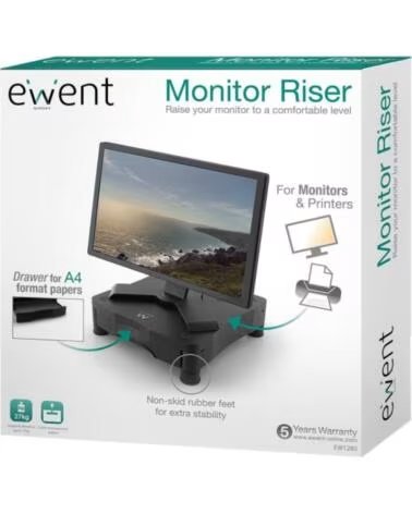 EWENT Elevador soporte monitor ew1280 con cajon negro regulable en altura