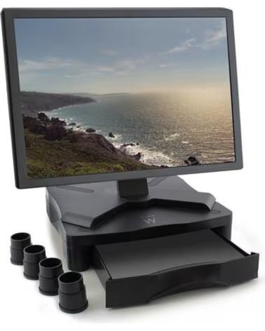 EWENT Elevador soporte monitor ew1280 con cajon negro regulable en altura