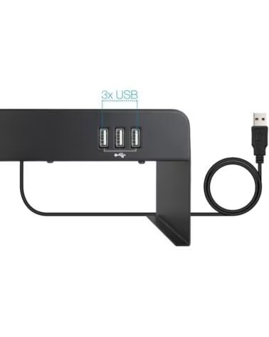 TOOQ Soporte elevador monitor-portatil 3xUSB negro