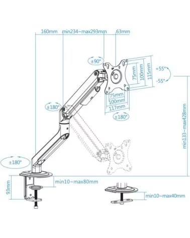 TOOQ DB4032TNR-W Soporte mesa monitor-tv 17-32 Bc