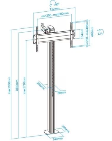 TOOQ FS2270M-B Soporte suelo fijo 37-70