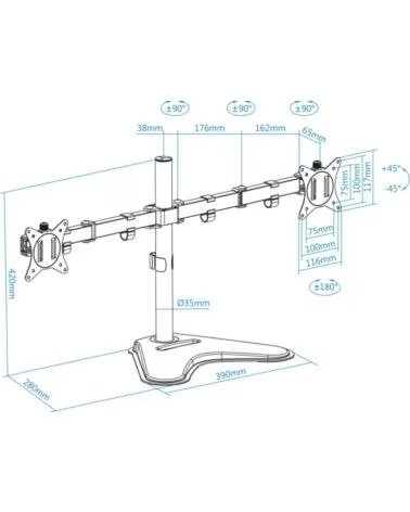 TOOQ Soporte mesa DB1702TN-B 2 brazos 17-32
