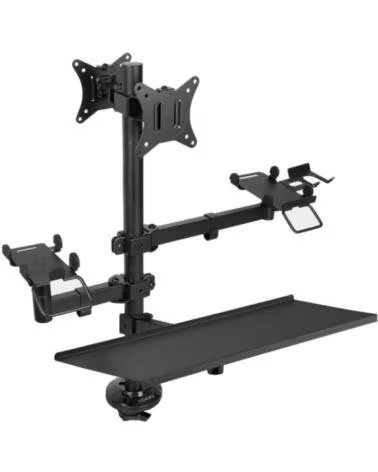 TOOQ Soporte de Mesa para TPV 2 Monitores TQPM0003- Giratorio- Inclinable- Rotatorio- hasta 9kg