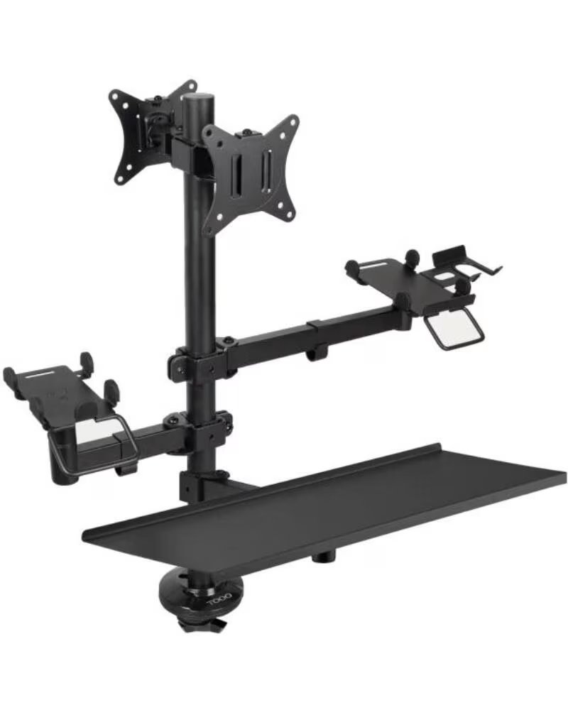 TOOQ Soporte de Mesa para TPV 2 Monitores TQPM0003- Giratorio- Inclinable- Rotatorio- hasta 9kg