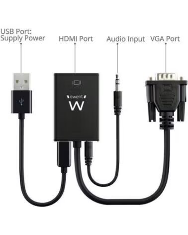 EWENT EW9866 Adaptador Vga-Hdmi con Audio
