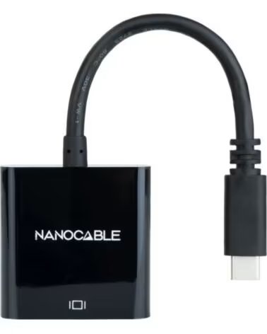 NANO CABLE Nanocable Conversor USB-C-M a VGA-H Negro 10cm