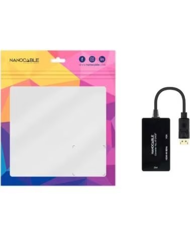 NANO CABLE Nanocable Conversor DP a HDMI-DVI-VGA Negro 20 cm