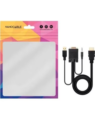 NANO CABLE Nanocable Conversor HDMI a VGA-Jack-UBS 1 8 m