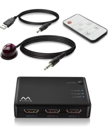 EWENT EW3730 Switch HDMI 4K 3x1con mando distancia