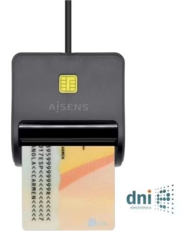 AISENS Lector Tarjetas Inteligente DNI Negro