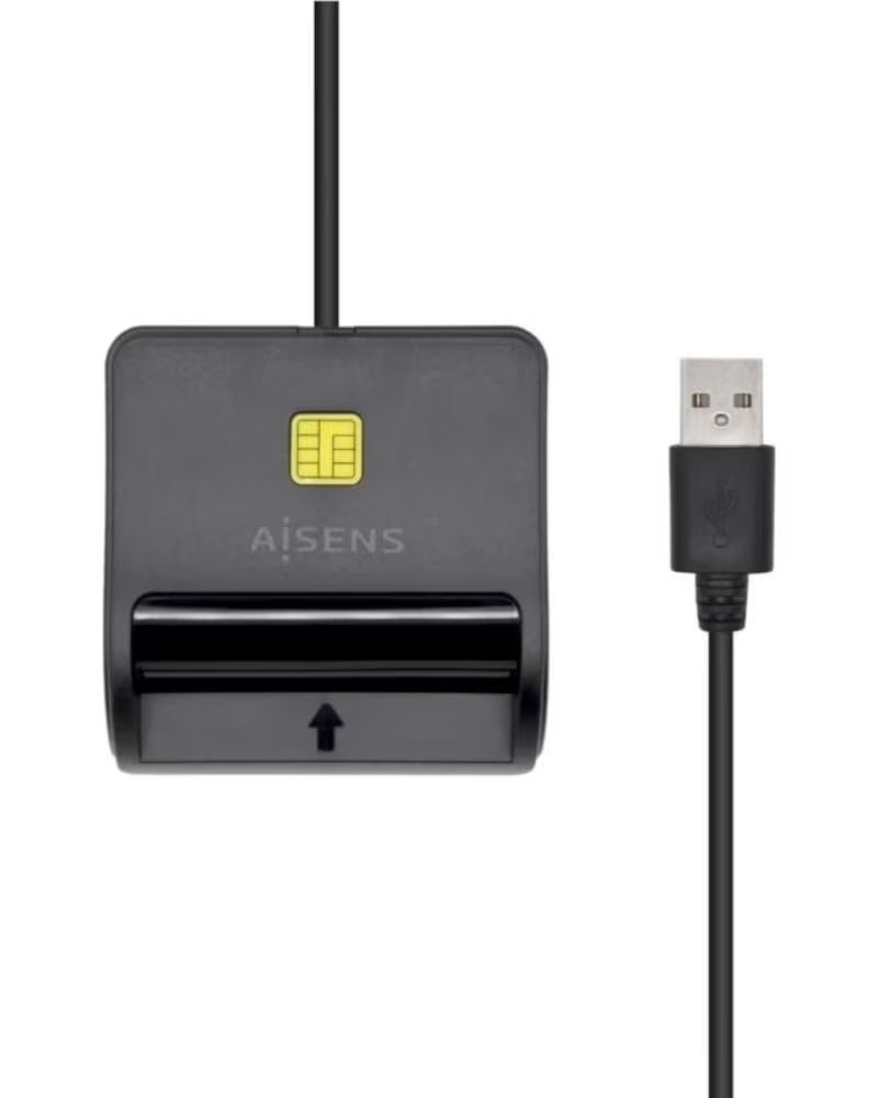 AISENS Lector Tarjetas Inteligente DNI Negro