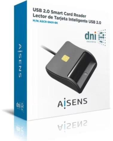 AISENS Lector Tarjetas Inteligente DNI Negro