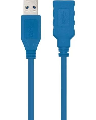 NANO CABLE Cable Alargador USB 3 0 Nanocable 10 01 0901- USB Macho - USB Hembra- 1m- Azul