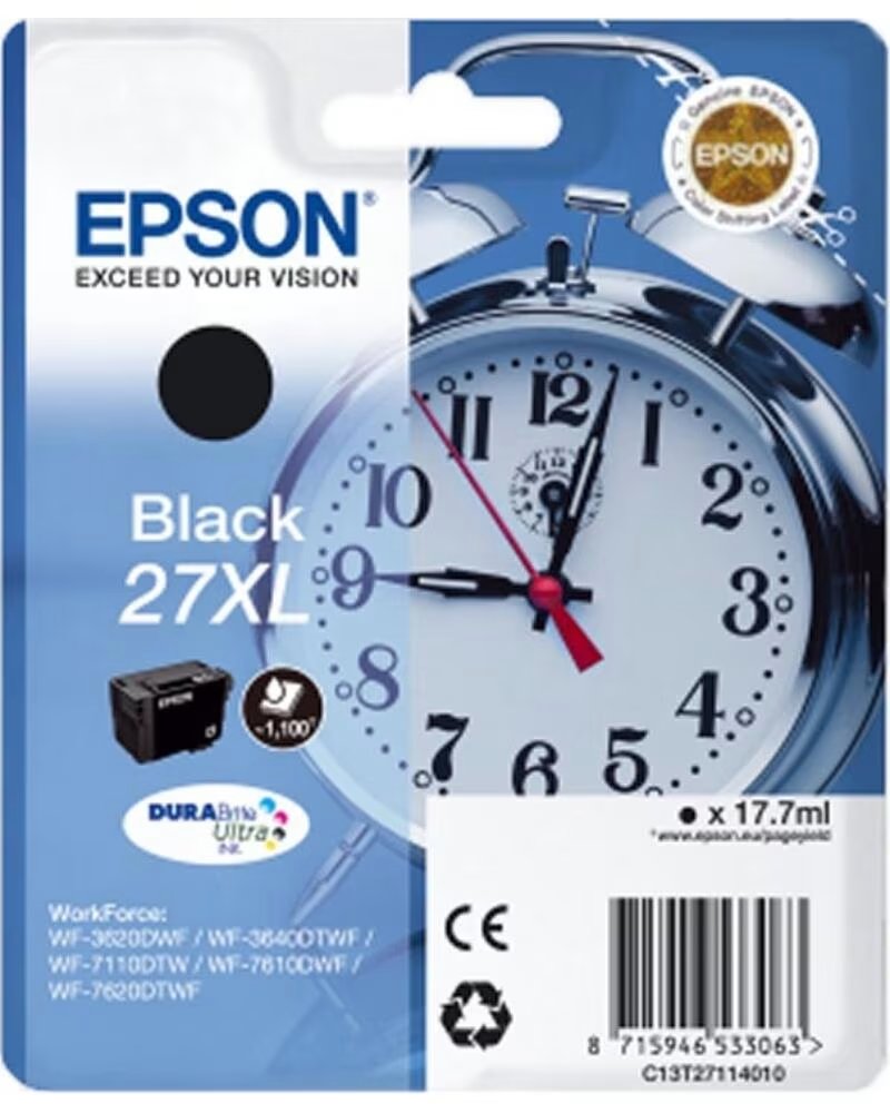 EPSON Cartucho tinta t271140 27xl negro wf - 3620 - 3460dtwf - dwf - despertador