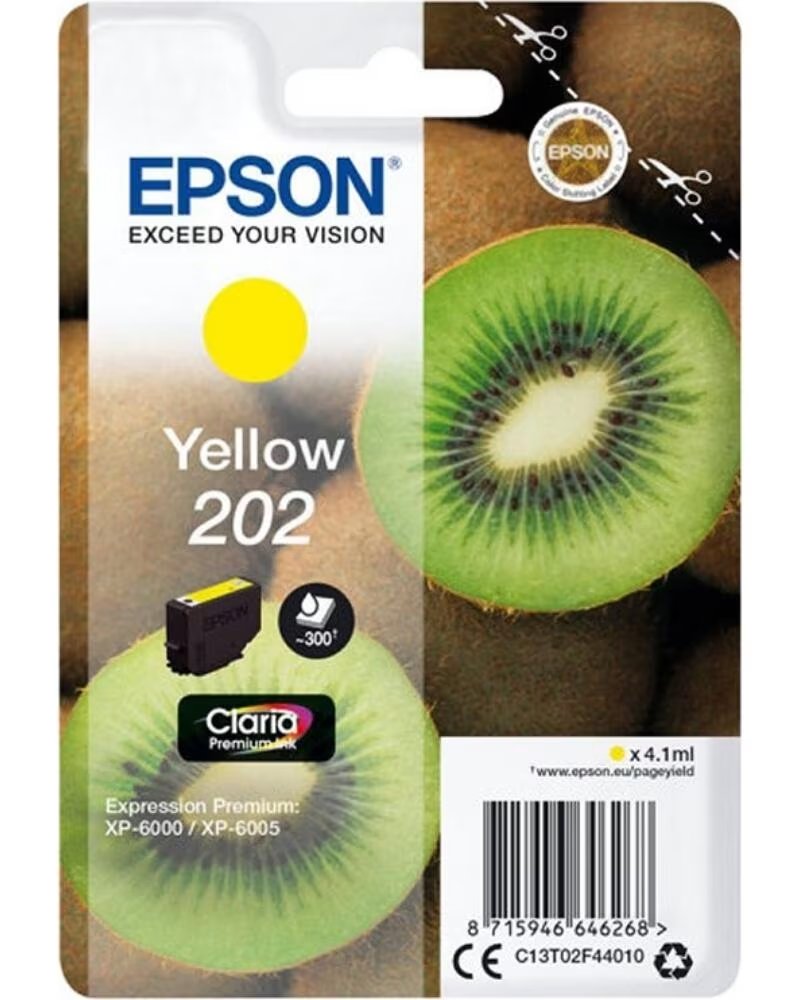 EPSON Cartucho tinta c13t02f44010 singlepack amarillo 202 claria premium ink xp - 6000 - xp - 6005 - kiwi