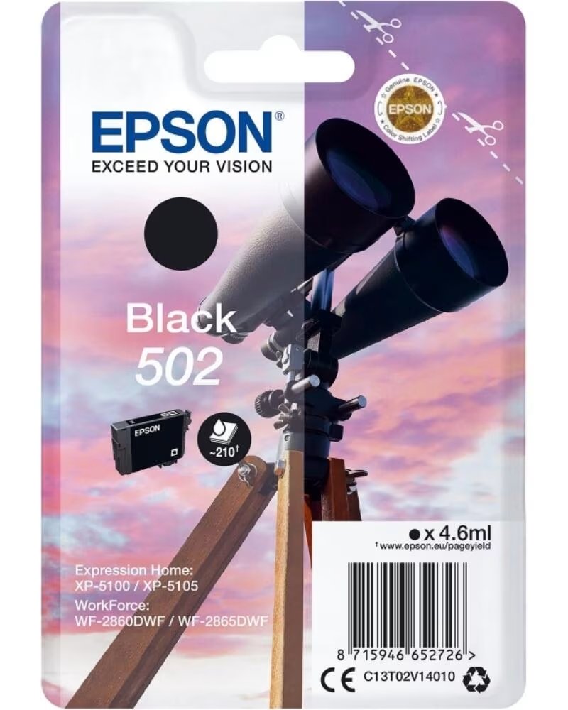 EPSON Cartucho tinta 502 c13t02v14010 negro ink