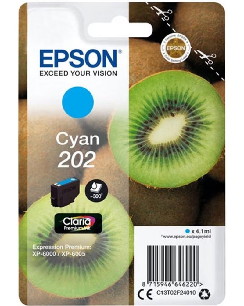 EPSON Cartucho tinta c13t02f24010 singlepack cian 202 claria premium ink xp - 6000 - xp - 6005 - kiwi
