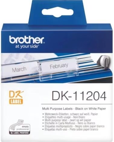 BROTHER Etiquetas papel precortada dk11204 17 x 54 mm multiproposito 400 etiquetas