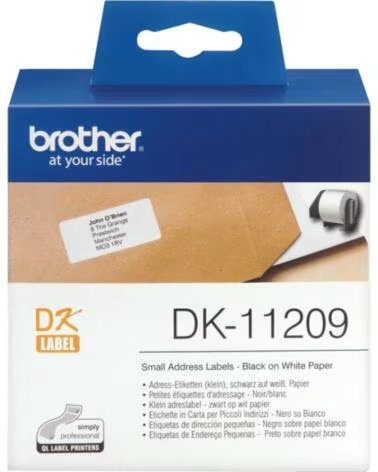 BROTHER Etiquetas papel precortada dk11209 29 x 62 mm 400e ql - 500a ql - 500bw ql - 560 ql - 570 ql - 580n ql - 1050
