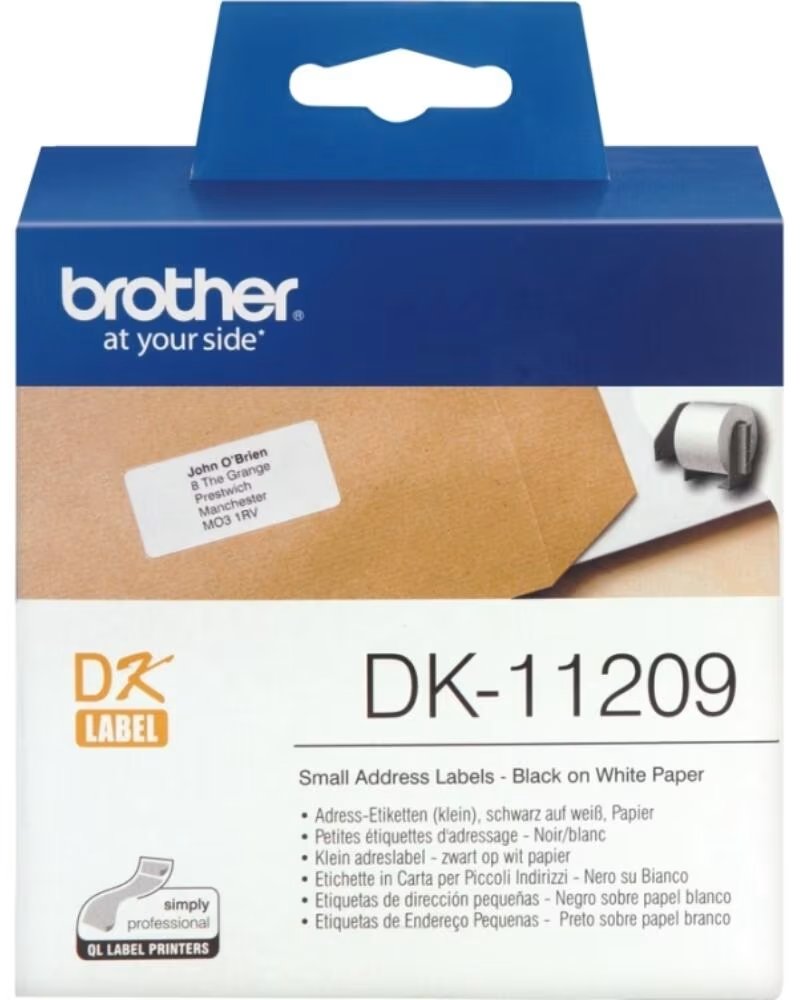 BROTHER Etiquetas papel precortada dk11209 29 x 62 mm 400e ql - 500a ql - 500bw ql - 560 ql - 570 ql - 580n ql - 1050