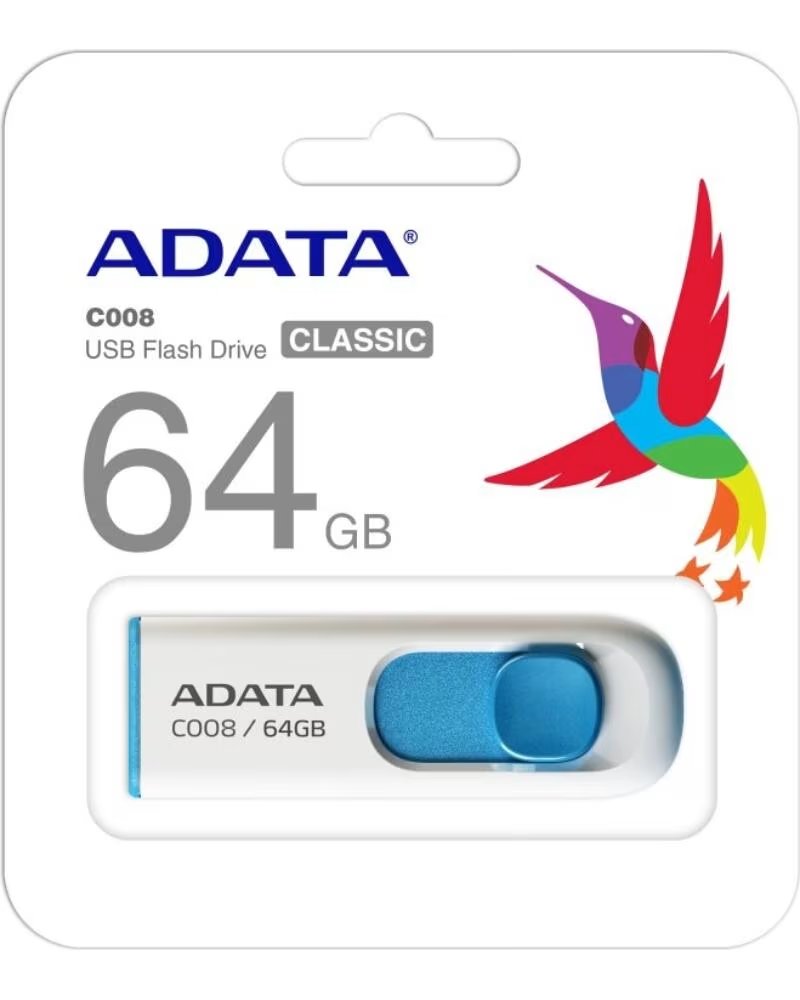 ADATA Lapiz Usb C008 64GB USB 2 0 Blanco-Azul