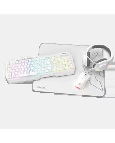 KROM KENTA PC Combo Gaming 4 en 1 RGB Blanco