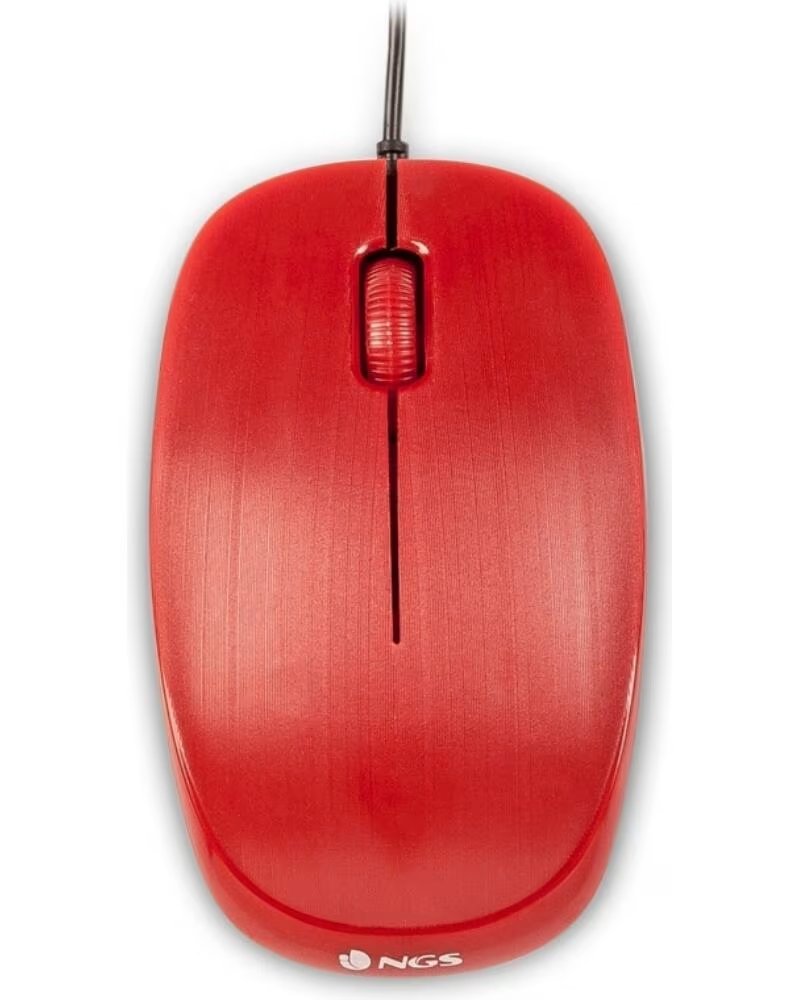 NGS Raton con cable flamered - optico - 1000dpi - 2 botones scroll - ergonomico - usb - rojo