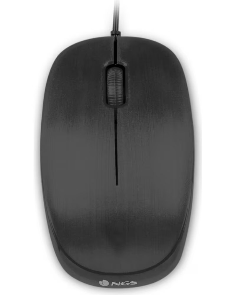 NGS Raton con cable flame - optico - 1000dpi - 2 botones scroll - ergonomico - usb - negro