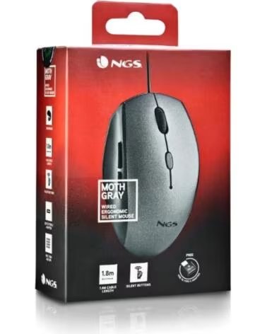 NGS Raton wired ergo silent mouse gris