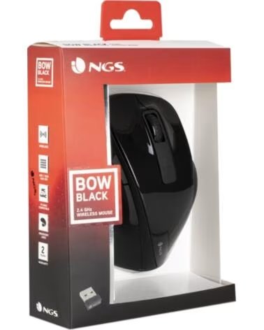 NGS Raton inalambrico bowblack - 2 4ghz - 800 - 1600dpi - 5 botones scroll - nano receptor usb - 1aa - negro