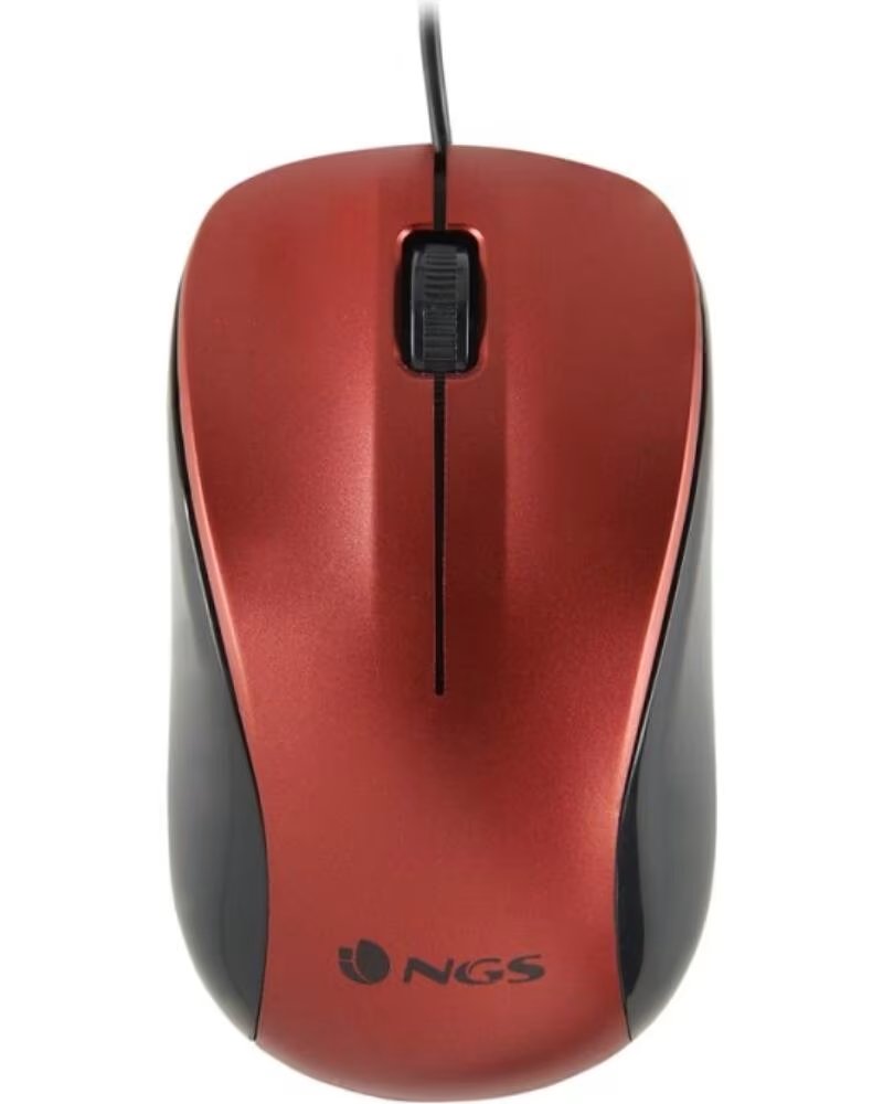 NGS Raton optico wired crew rojo cable 1 3m - 2 botones - 1200 dpi