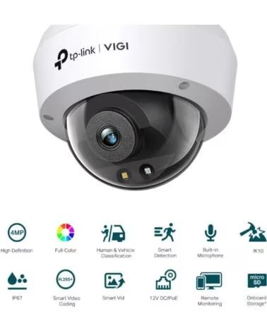 TP-LINK VIGI Camara IP Domo C240 4MP Plast Full-Color 4mm