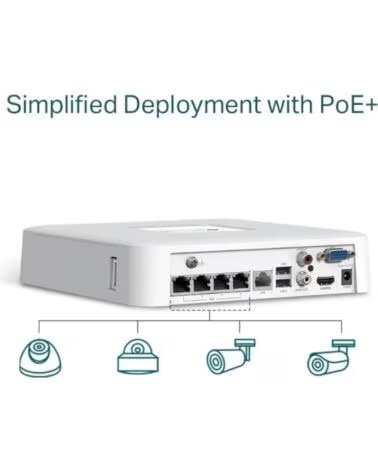 TP-LINK VIGI NVR1104H-4P Grabador IP Sencillo HDD 01 HDD 4