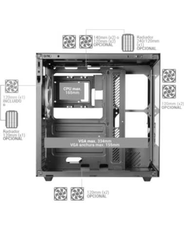 MARS GAMING Caja MCV-ONE Atx Doble Camara Black