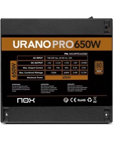 NOX Fuente ATX Urano PRO 650W Bronze
