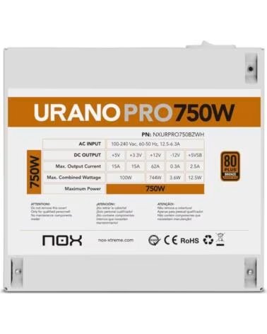 NOX Fuente ATX Urano PRO 750W Bronze Blanco