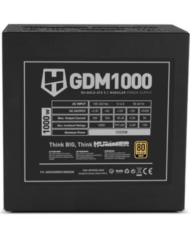 NOX HUMMER GDM1000W Fuente modular ATX3 1 80GOLD