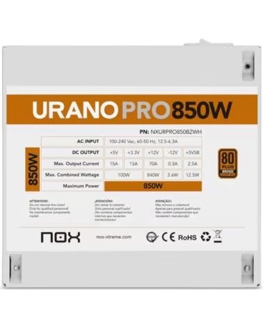 NOX Fuente ATX Urano PRO 850W Bronze Blanco