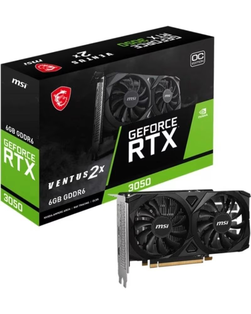 MSI Tarjeta grafica nvidia geforce rtx 3050 ventus 2x oc 6gb gddr6