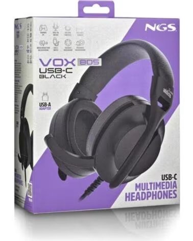 NGS Auriculares Cable USB-C Control Vol Negro