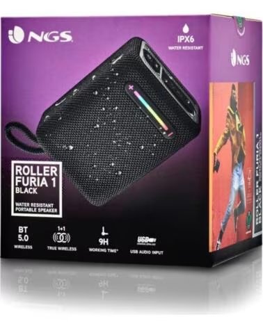 NGS Altavoz Rollerfuria1 BT RGB IPX6 Negro 15W