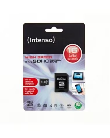 INTENSO Tarjeta memoria microsd 16gb cl10 adaptador sd